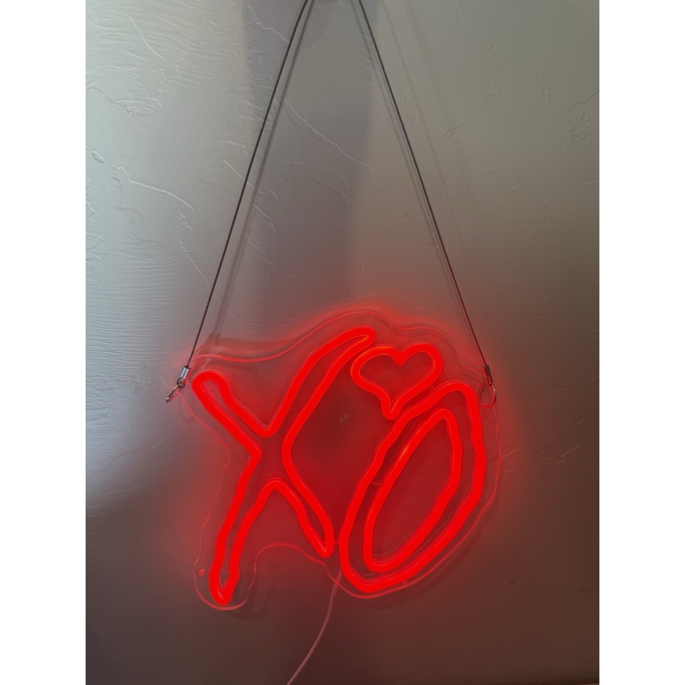 Vintage Neon XO Heart Valentine Art Light Wall Hanging Red USB Port